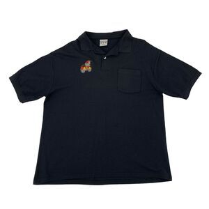 Vintage Quaker State Polo Shirt Men's Size XL Black Short Sleeve 50/50 Made USA